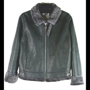 NEW Blueduck Genuine Shearling Flight Jacket in fadded black Sz S #SJ925